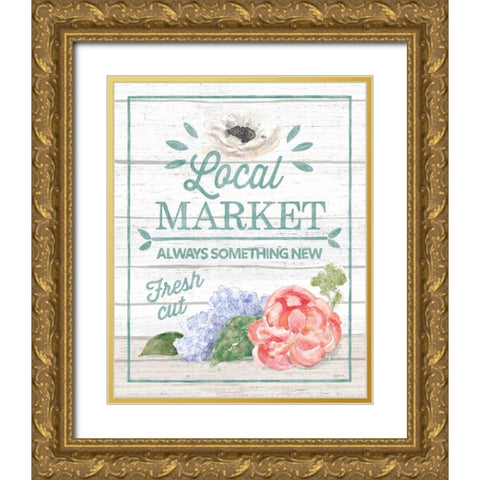 Pastel Flower Market V Gold Ornate Wood Framed Art Print with Double Matting by Urban, Mary