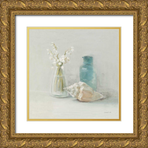 Light Lily of the Valley Spa Gold Ornate Wood Framed Art Print with Double Matting by Nai, Danhui