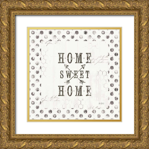 Farmhouse Fresh 01A Home Sweet Home Gold Ornate Wood Framed Art Print with Double Matting by Pertiet, Katie