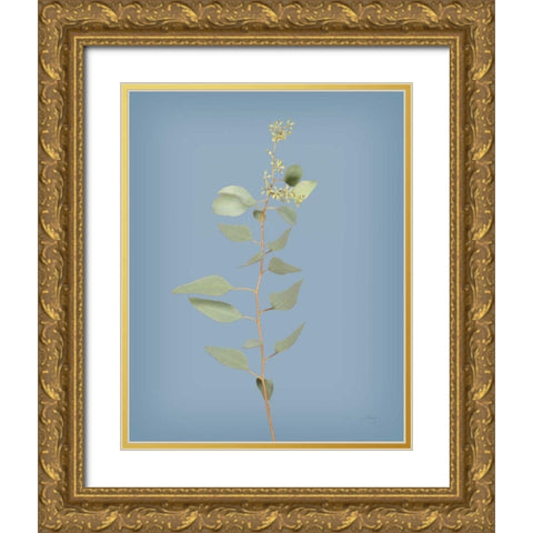 Simple Stems II Blue Crop Gold Ornate Wood Framed Art Print with Double Matting by Bradley, Felicity