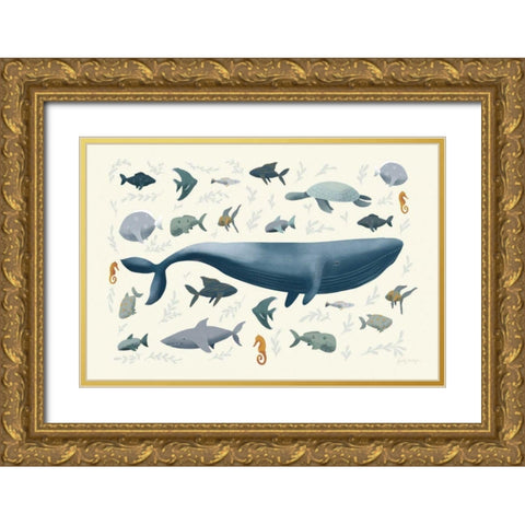 Ocean Life Gold Ornate Wood Framed Art Print with Double Matting by Thorns, Becky