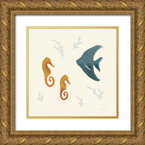 Ocean Life Seahorses Gold Ornate Wood Framed Art Print with Double Matting by Thorns, Becky