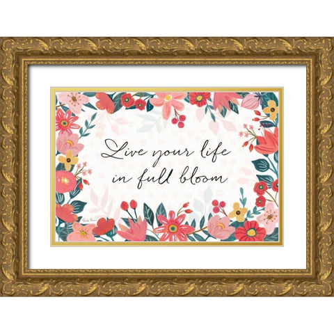 Bright Petals I Gold Ornate Wood Framed Art Print with Double Matting by Zaman, Farida