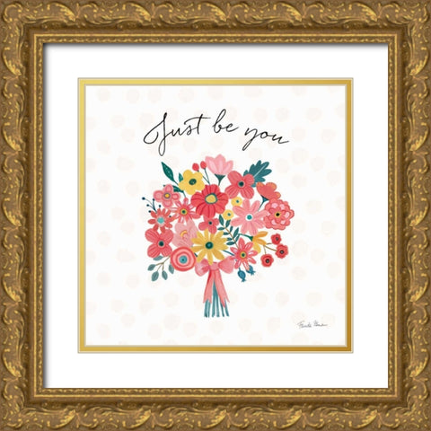 Bright Petals II Gold Ornate Wood Framed Art Print with Double Matting by Zaman, Farida