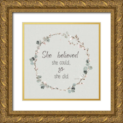 A Country Weekend XXVI v2 Sage Gold Ornate Wood Framed Art Print with Double Matting by Audit, Lisa