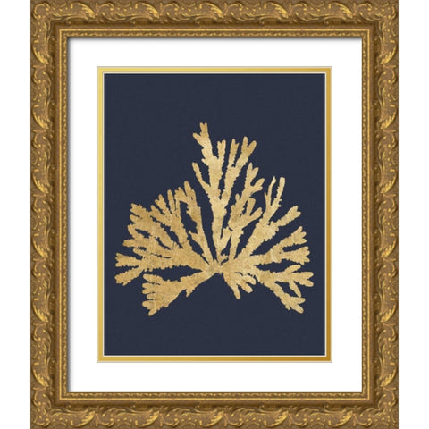 Pacific Sea Mosses IV Indigo Gold Ornate Wood Framed Art Print with Double Matting by Wild Apple Portfolio