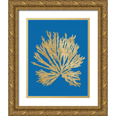 Pacific Sea Mosses II Blue Gold Ornate Wood Framed Art Print with Double Matting by Wild Apple Portfolio