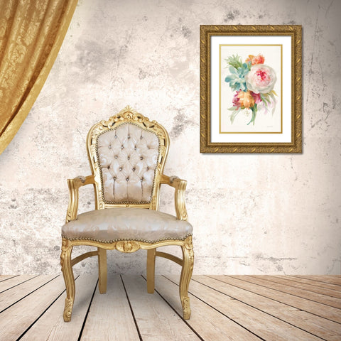 Garden Bouquet I v2 Gold Ornate Wood Framed Art Print with Double Matting by Nai, Danhui