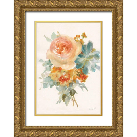 Autumn Garden Bouquet II v2 Gold Ornate Wood Framed Art Print with Double Matting by Nai, Danhui