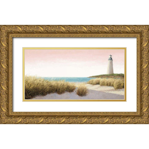 Lighthouse by the Sea Blush Gold Ornate Wood Framed Art Print with Double Matting by Wiens, James