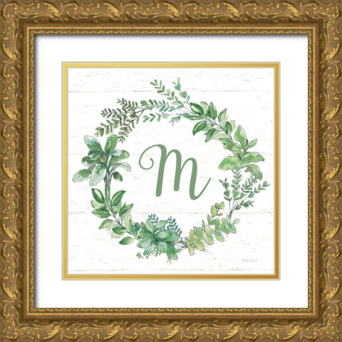 Farmhouse Cotton X v2 Dark Green Gold Ornate Wood Framed Art Print with Double Matting by Grove, Beth