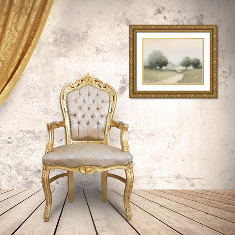 Country Road Neutral Gold Ornate Wood Framed Art Print with Double Matting by Purinton, Julia