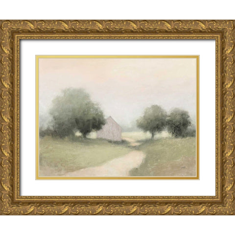 Country Road Neutral Gold Ornate Wood Framed Art Print with Double Matting by Purinton, Julia