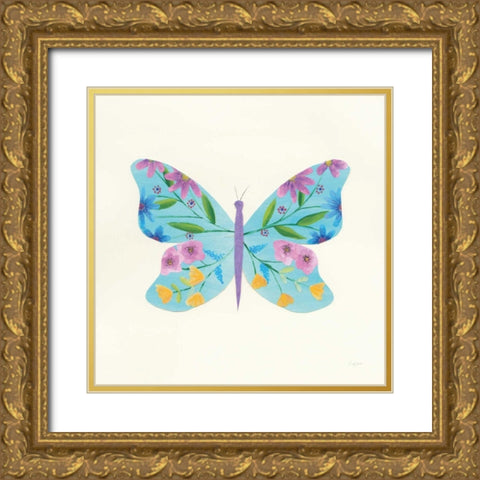 Butterfly Garden IV Gold Ornate Wood Framed Art Print with Double Matting by Prahl, Courtney