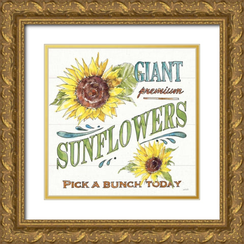 Sunflower Fields IV Gold Ornate Wood Framed Art Print with Double Matting by Tavoletti, Anne