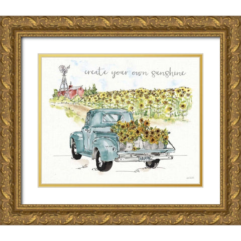 Sunflower Fields VI Gold Ornate Wood Framed Art Print with Double Matting by Tavoletti, Anne