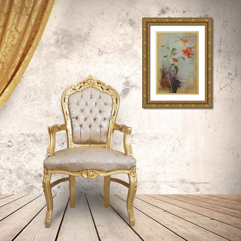 Contemporary Lilies I Crop Gold Ornate Wood Framed Art Print with Double Matting by Nai, Danhui