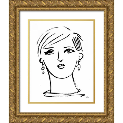 Making Faces II Gold Ornate Wood Framed Art Print with Double Matting by Averinos, Melissa