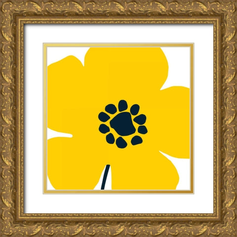 Pop Art Floral I Yellow Gold Ornate Wood Framed Art Print with Double Matting by Wild Apple Portfolio
