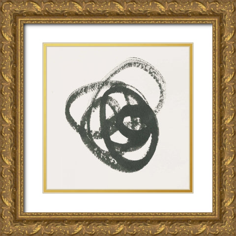 Scribbly Black III Gold Ornate Wood Framed Art Print with Double Matting by Hershey, Moira