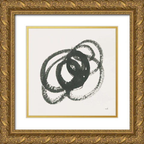 Scribbly Black IV Gold Ornate Wood Framed Art Print with Double Matting by Hershey, Moira