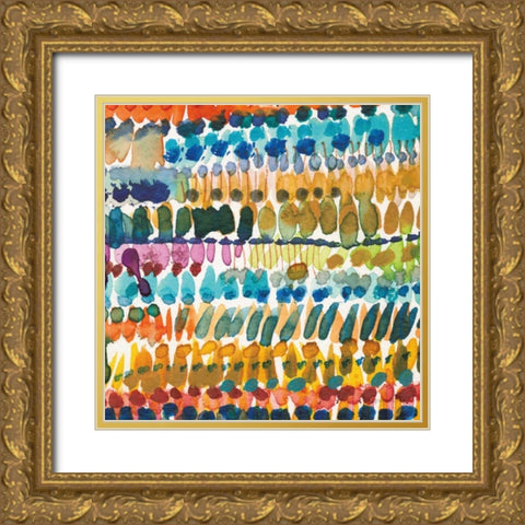 Colorful Patterns V Crop II Gold Ornate Wood Framed Art Print with Double Matting by Warrick, Cheryl