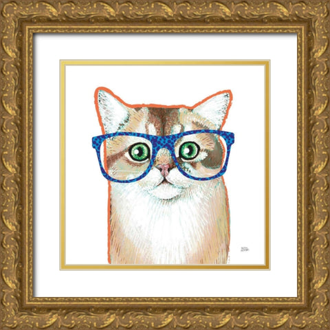 Bespectacled Pet II Gold Ornate Wood Framed Art Print with Double Matting by Averinos, Melissa