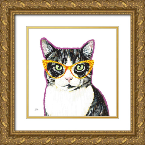 Bespectacled Pet III Gold Ornate Wood Framed Art Print with Double Matting by Averinos, Melissa