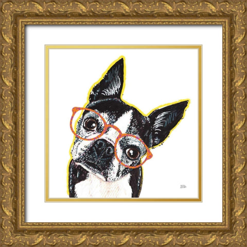 Bespectacled Pet IV Gold Ornate Wood Framed Art Print with Double Matting by Averinos, Melissa