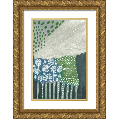 Salt Shrub I Green Gold Ornate Wood Framed Art Print with Double Matting by Mack, Lynn