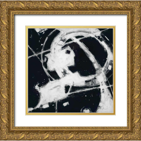 Expression Abstract III BW Gold Ornate Wood Framed Art Print with Double Matting by Novak, Shirley