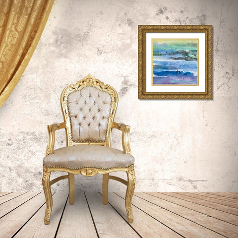 Abstract Layers I Gold Ornate Wood Framed Art Print with Double Matting by Hristova, Albena