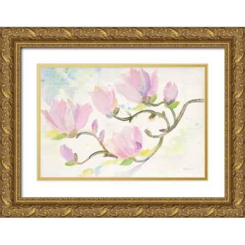 Flowering Branches Gold Ornate Wood Framed Art Print with Double Matting by Hristova, Albena