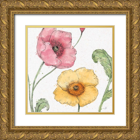 Blossom Sketches I Color Gold Ornate Wood Framed Art Print with Double Matting by Brissonnet, Daphne