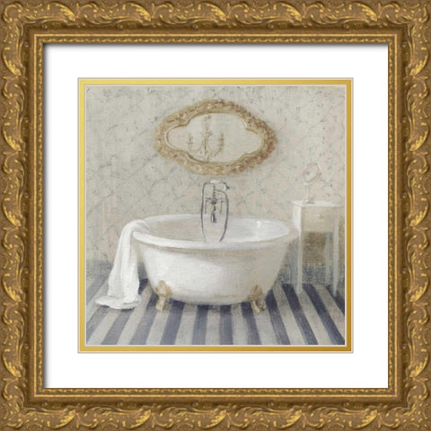 Victorian Bath II Navy Gold Ornate Wood Framed Art Print with Double Matting by Nai, Danhui
