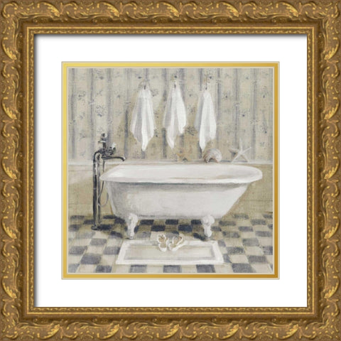 Victorian Bath IV White Tub Gold Ornate Wood Framed Art Print with Double Matting by Nai, Danhui