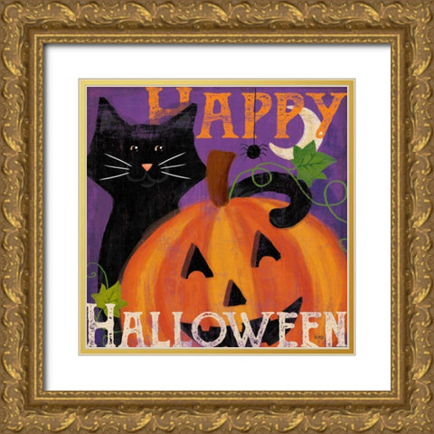 Festive Felines II Gold Ornate Wood Framed Art Print with Double Matting by Charron, Veronique