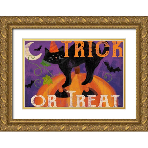 Festive Felines IV Gold Ornate Wood Framed Art Print with Double Matting by Charron, Veronique