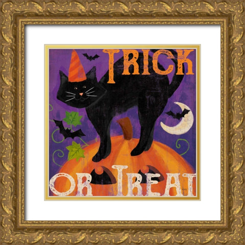 Festive Felines V Gold Ornate Wood Framed Art Print with Double Matting by Charron, Veronique