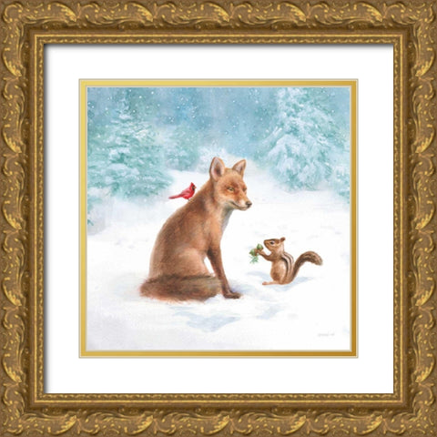 Woodland Celebration V Gold Ornate Wood Framed Art Print with Double Matting by Nai, Danhui