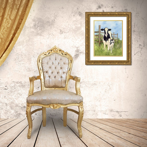 Farm Family Cows Gold Ornate Wood Framed Art Print with Double Matting by McKenna, Kathleen Parr