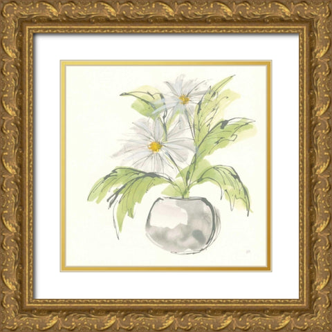 Plant Daisy II Gold Ornate Wood Framed Art Print with Double Matting by Paschke, Chris