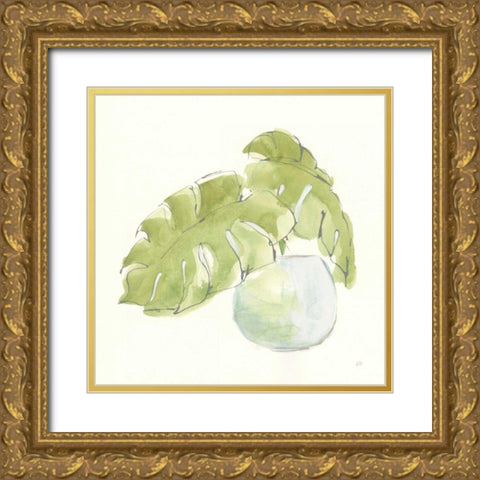 Plant Big Leaf IV Gold Ornate Wood Framed Art Print with Double Matting by Paschke, Chris