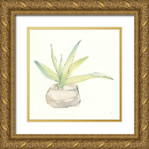 Succulent III Gold Ornate Wood Framed Art Print with Double Matting by Paschke, Chris