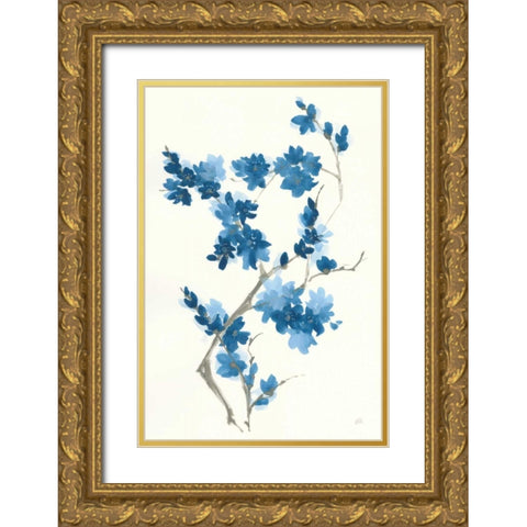Blue Branch III Gold Ornate Wood Framed Art Print with Double Matting by Paschke, Chris