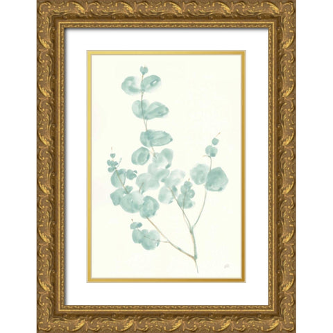 Eucalyptus Branch I Gold Ornate Wood Framed Art Print with Double Matting by Paschke, Chris