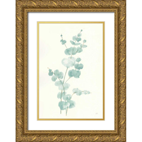 Eucalyptus Branch II Gold Ornate Wood Framed Art Print with Double Matting by Paschke, Chris