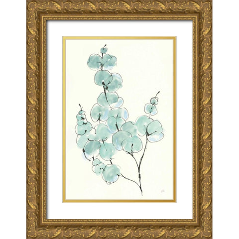 Eucalyptus Branch III Gold Ornate Wood Framed Art Print with Double Matting by Paschke, Chris