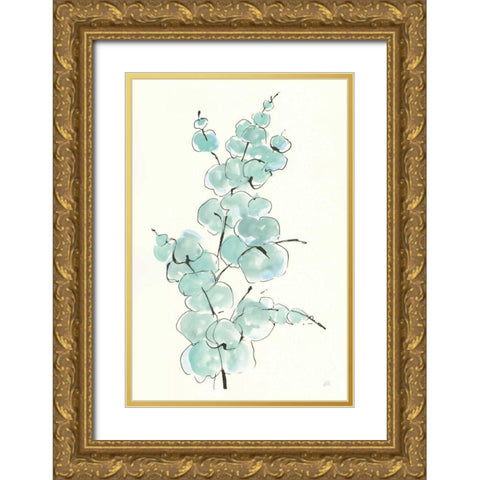 Eucalyptus Branch IV Gold Ornate Wood Framed Art Print with Double Matting by Paschke, Chris