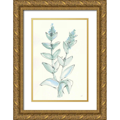 Lambs Ear Sage III Gold Ornate Wood Framed Art Print with Double Matting by Paschke, Chris